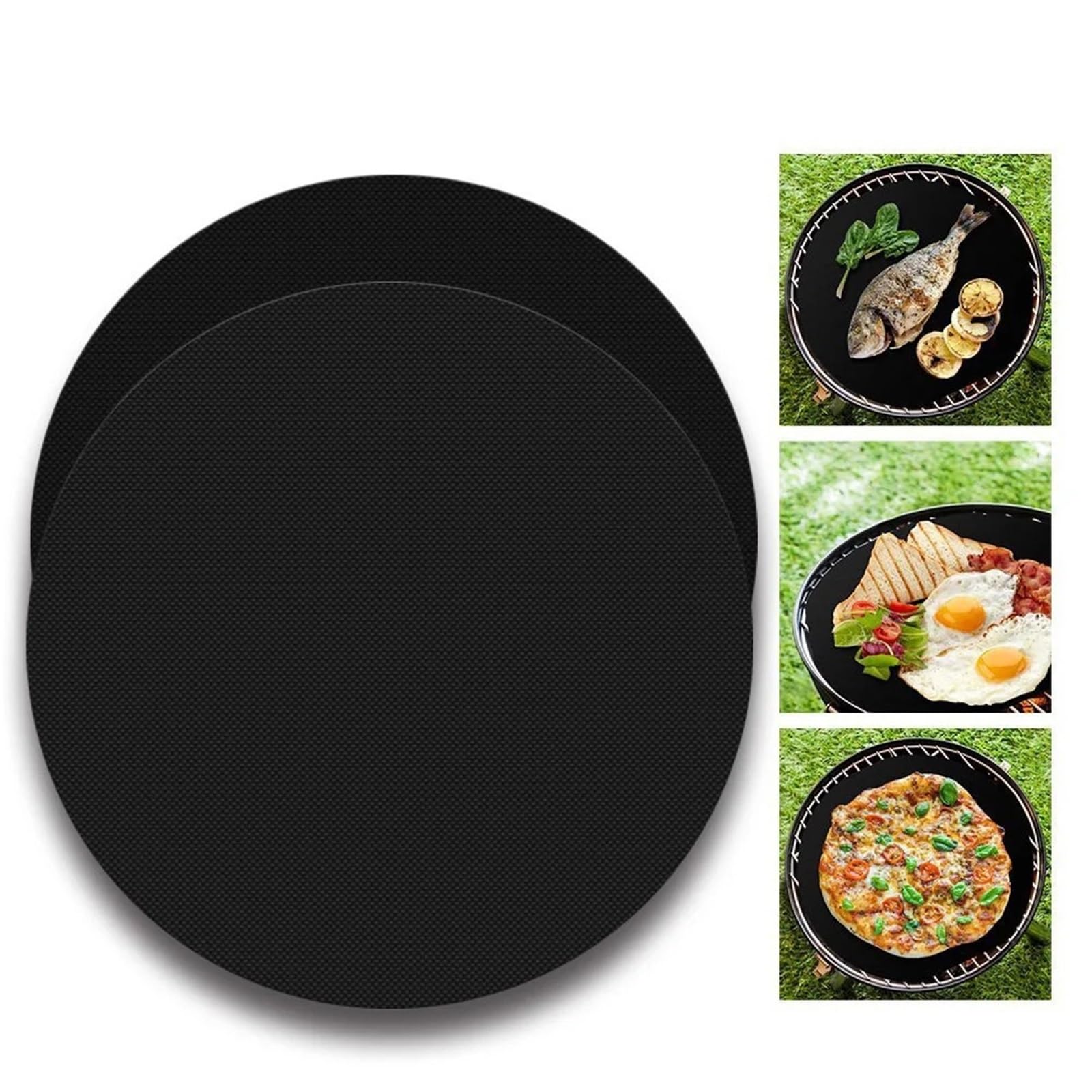 Ofenmatte 5 Stück runde, antihaftbeschichtete Grillmatte, kreisförmige Fleischmatte, antihaftbeschichtete, hitzebeständige Unterlage, wiederverwendbare runde Pfannenunterlage, Backmatte FüR Backofen M