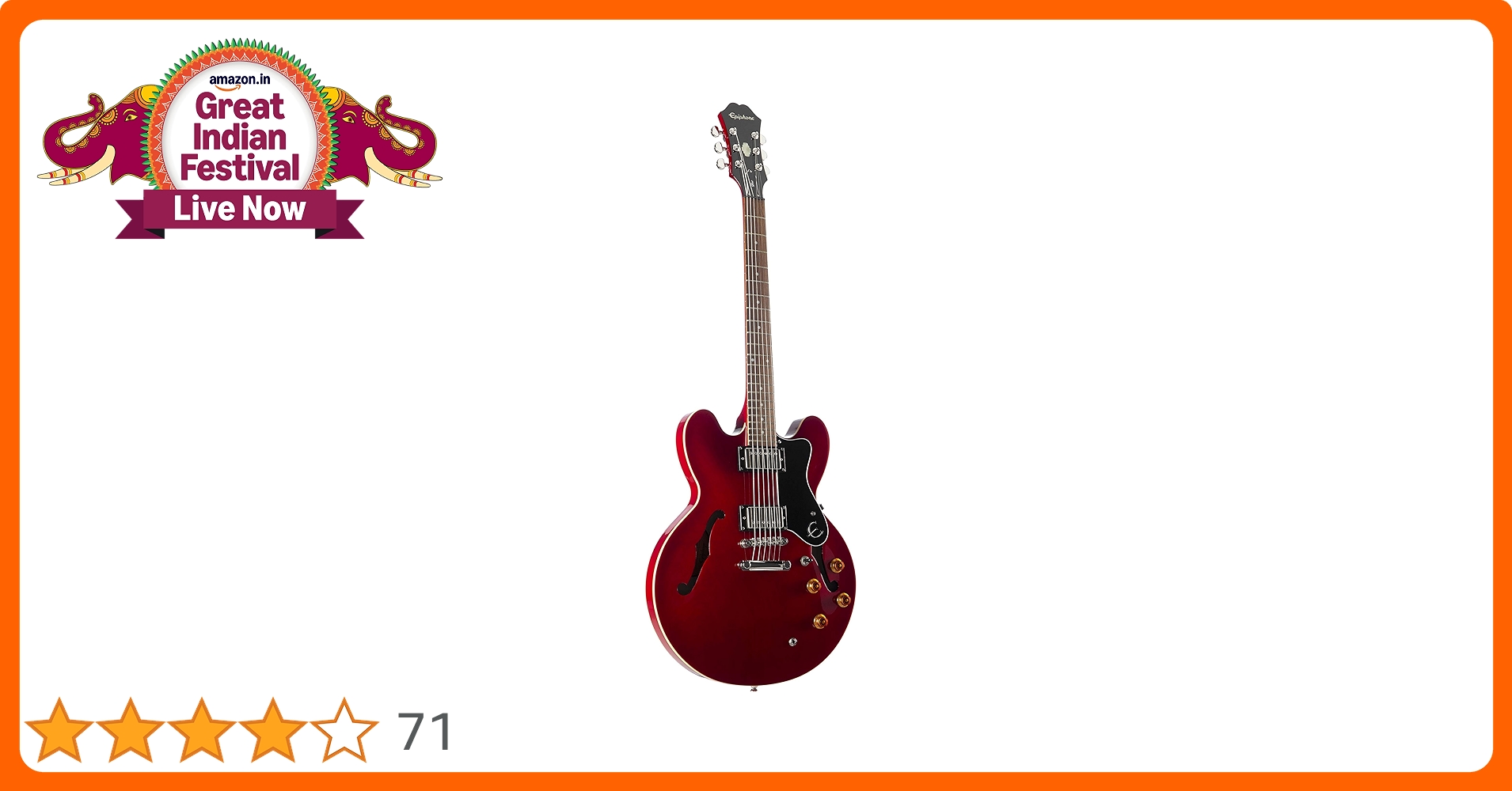 Epiphone Dot Archtop Electric Guitar, Cherry : Amazon.in