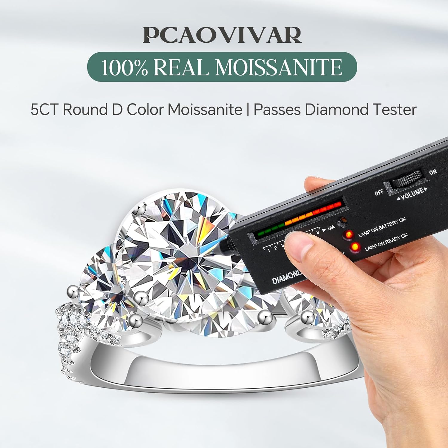 Moissanite Engagement Ring 3 Stone 5CT/4.1CT Color VVS1 Round/Princess Cut Anniversary Wedding Promise Ring for Women Size 5-9
