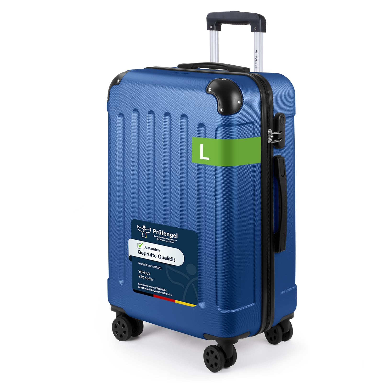 YONSLY Trolley Koffer Set, Reisekoffer, Rollkoffer Handgepäck, Kabinkoffer Suitcase, Gepäckset mit 360° Rollen, Hartschalenreisekoffer, Zahlenschloss, Gummigriff