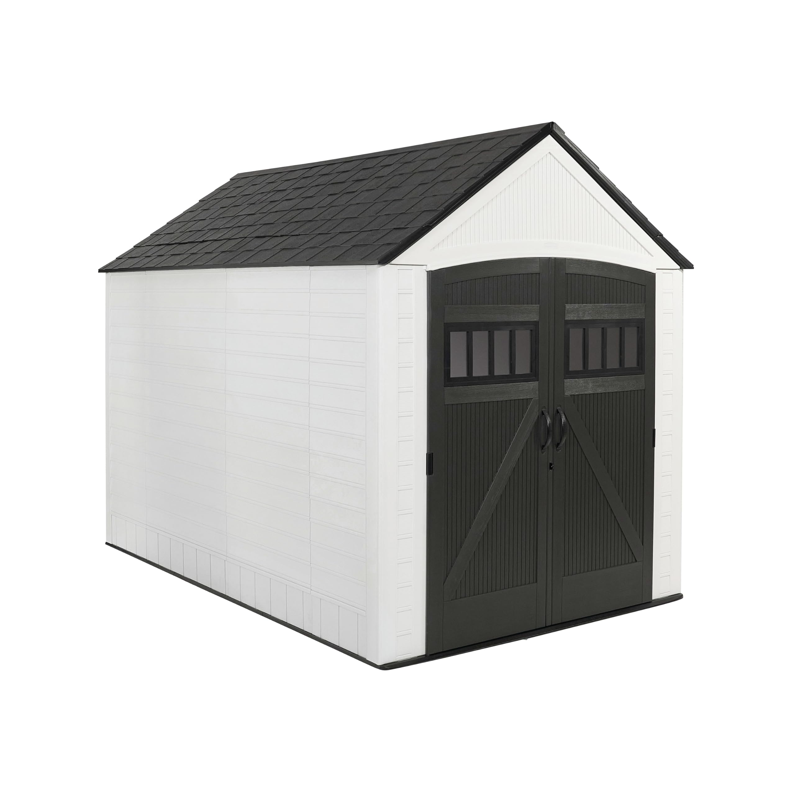 Photo 1 of Rubbermaid Resin Outdoor Storage Shed With Floor (7 x 10.5 Ft) Weather Resistant, White, Organization for Home/Backyard/Garden Tools/Lawn Mower/Bike Storage/Pool Supplies