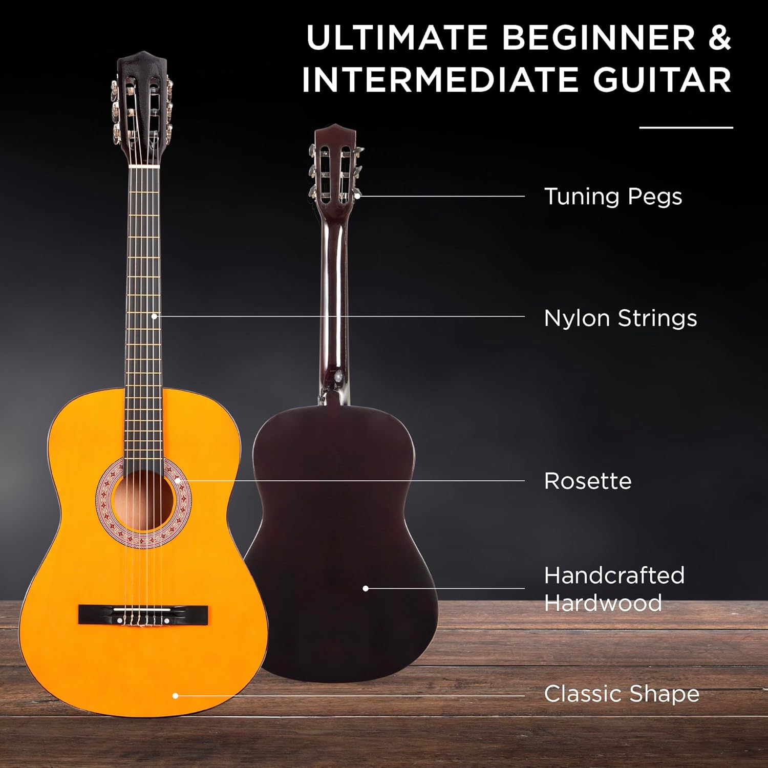 Best Choice Products 38in Beginner All Wood Acoustic Guitar Starter Kit w/Gig Bag, 6 Picks, Nylon Strings, Strap w/Pick Holder - Natural