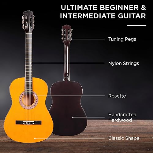 Vista 80 de Best Choice Products - Kit de guitarra acústica para principiantes, 38 pulgadas Rayos de sol