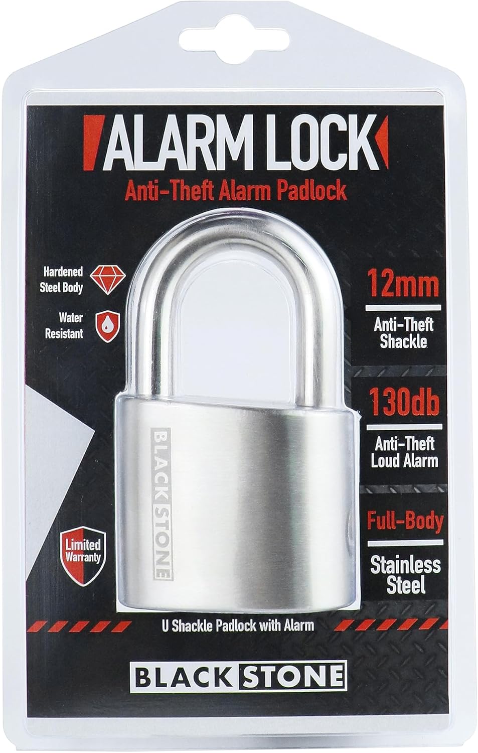 Crystal Vision Anti-Theft Loud 130db Alarm Lock Weather Proof Heavy Duty Multi Purpose (12mm)