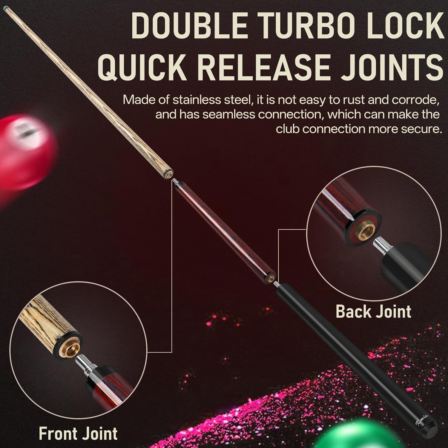 Kmise Break Jump Cue Stick, 21oz 23oz 25oz 28oz Pool Stick for Explosive Breaks and Effortless Jumps, Heavy Hitter Jump&Break Pool Cue with 14mm Pro Breaking Tip