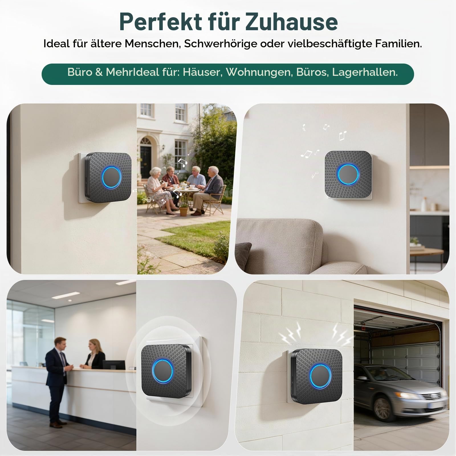 2 Pack Funk Erweiterung Set Türklingel, 3-in-1 Türklingel Verlängerung | Kompatibel mit Blink, Ring und Google Nest Video Doorbell, keine Verkabelung erforderlich, einfache Einrichtung des Em