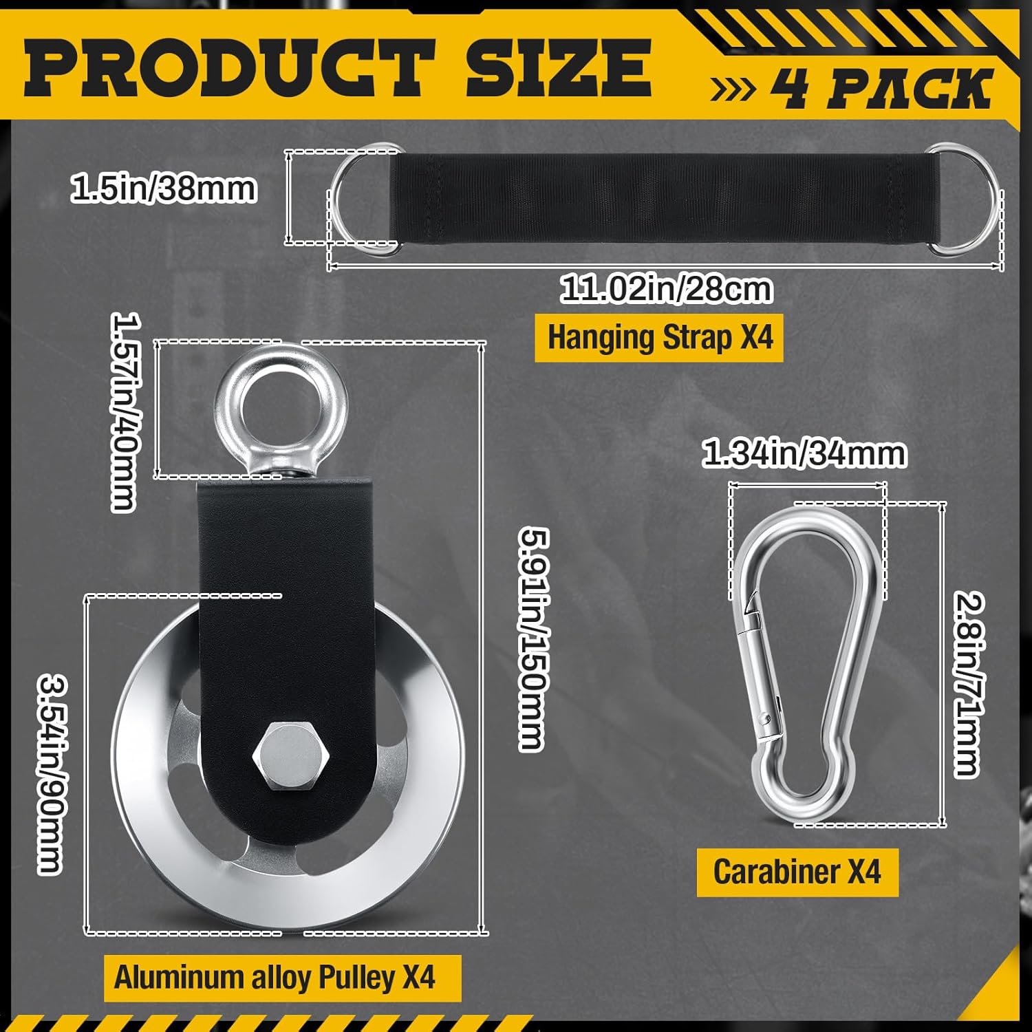 Soulchen 4 Pcs Aluminum Cable Pulley Wheel for Home Gym Pulley System 90mm Aluminum Alloy Gym Accessories for Smooth Gliding and Full-Body Workouts in Home