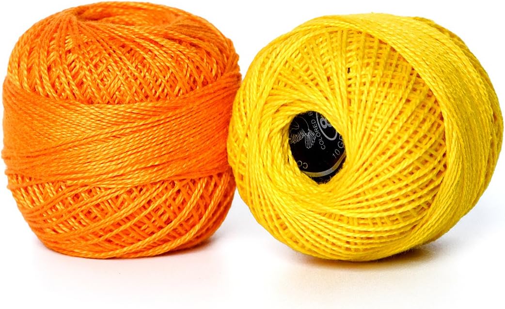 16-pack Crochet Thread Set Balls 100% Long-Staple Cotton Rainbow Colors of Size 8 Thread for Crochet Hardanger Cross Stitch Needlepoint Hand Embroidery