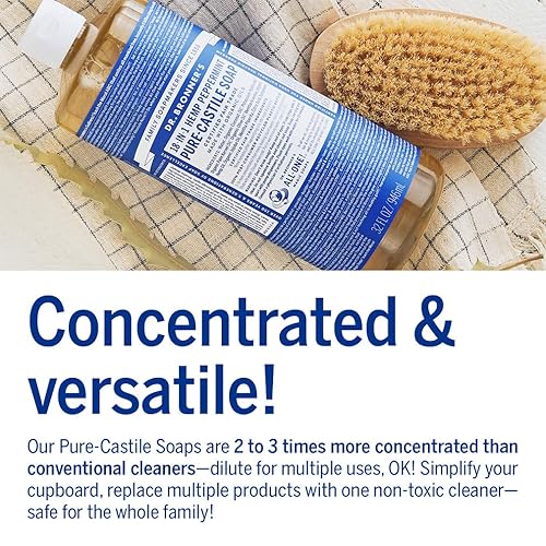 Miniatura 5 de Dr. Bronner's - Jabón líquido puro de Castilla (menta, paquete de 32 onzas y 2 onzas) - Hecho con aceites orgánicos, 18 en 1 usos cara, cuerpo,