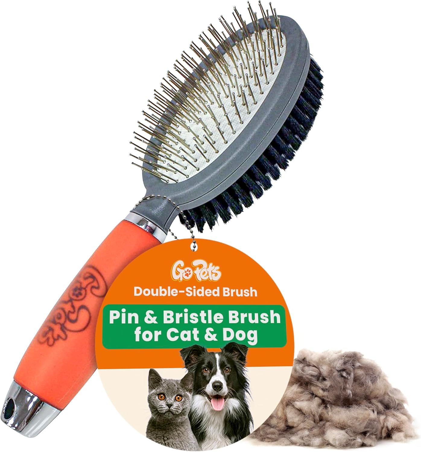 Professional Double Sided Pin and Bristle Brush for Dogs and Cats by GoPets Grooming Comb Cleans Pets Shedding and Dirt for Short Medium or Long Hair