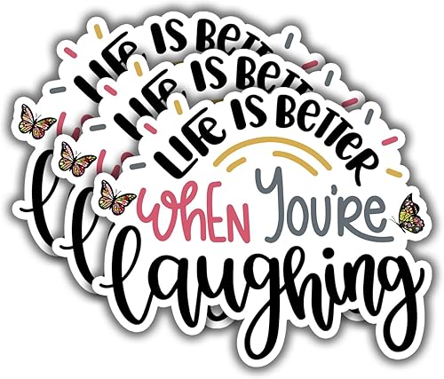 (3 piezas) Life is Better When You're Laughing - Calcomanía motivacional para vaso, frase sarcástica divertida frase inspiradora, calcomanía de
