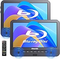 GOnavidio 10.1" Dual Screen Portable Blu-ray DVD Player for Car - Rechargeable Battery, 1080P HDMI, Dolby Audio, Sync Playback