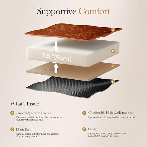 Miniatura 14 de Sophia & William Taburete de bar negro de 24 pulgadas de altura de mostrador, taburetes de bar tapizados con reposapiés, taburetes modernos de piel