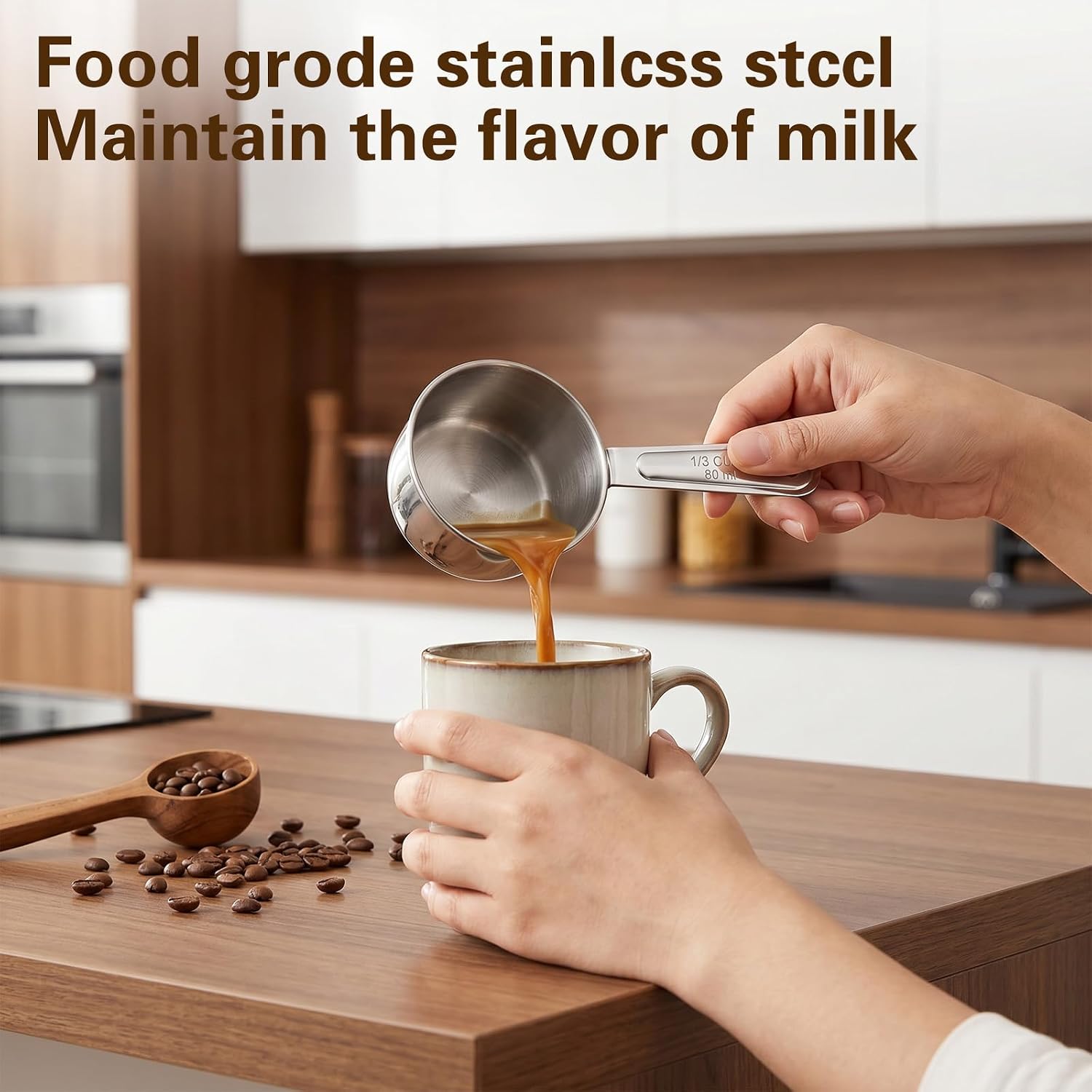 4 Pcs 1/3 Cup Scoop - 80ml Stainless Steel 1/3 Cup Measuring Cup