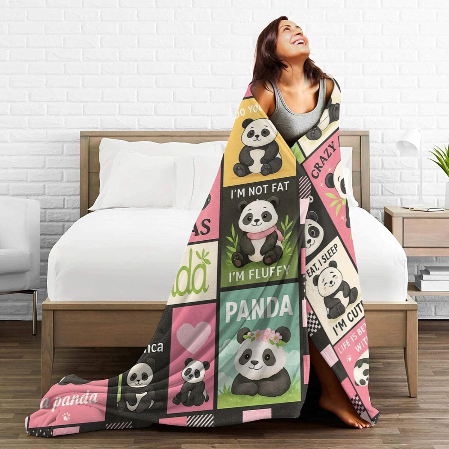 Panda Blanket Cute Panda Throw Blanket Fuzzy Plush Super Fleece Plush Soft Cozy Warm Stuff Animal Bedding Toddler Nursery Baby Blankets Gifts for Boys Girls Kids Adult Men Women 40"X50" - Image 6