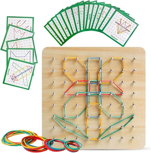 Geoboard de madera con bandas de goma, bloques de patrón matemático gráfico, tablero geográfico, juguete educativo Montessori para niños con