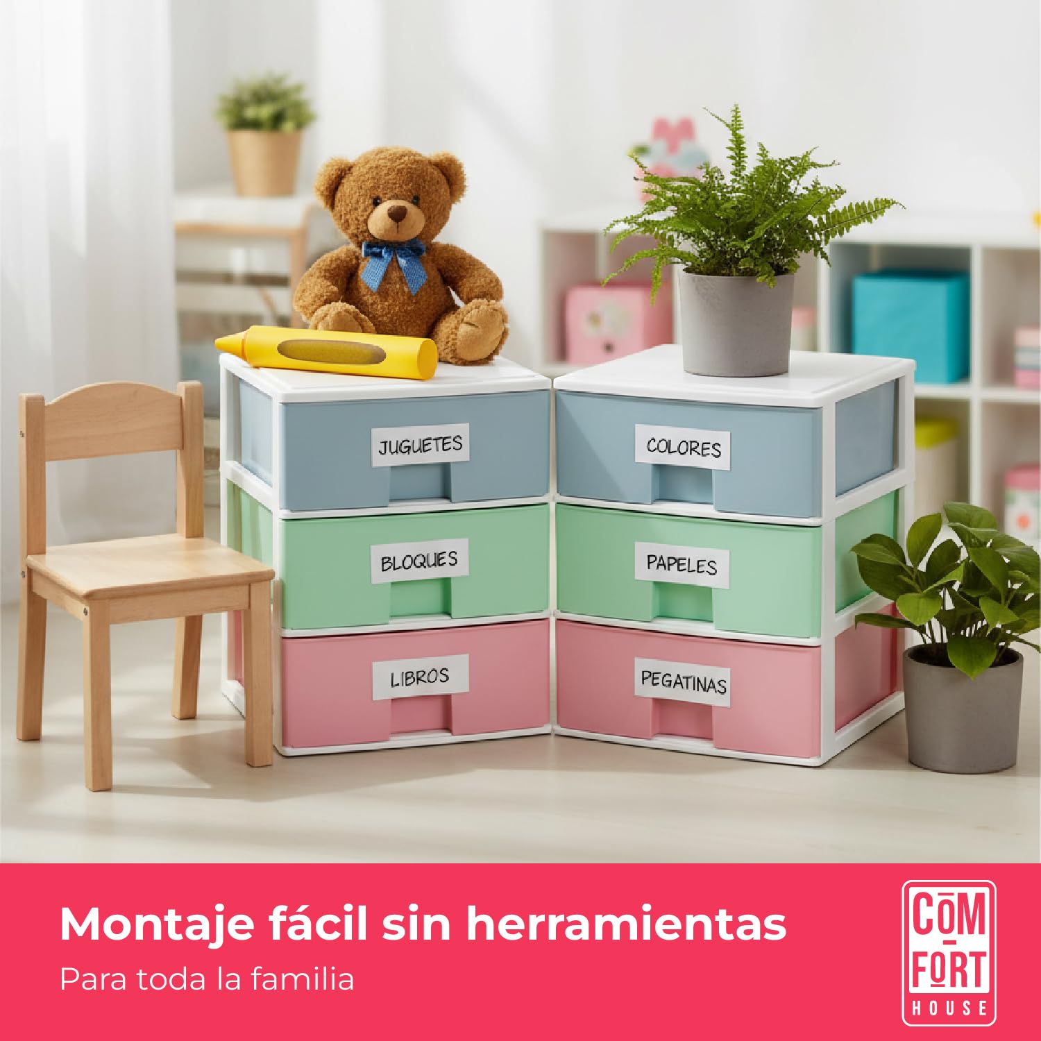 Schublade, stapelbar, mehrfarbig, weiß, 3 Schubladen COM-FORT HOUSE