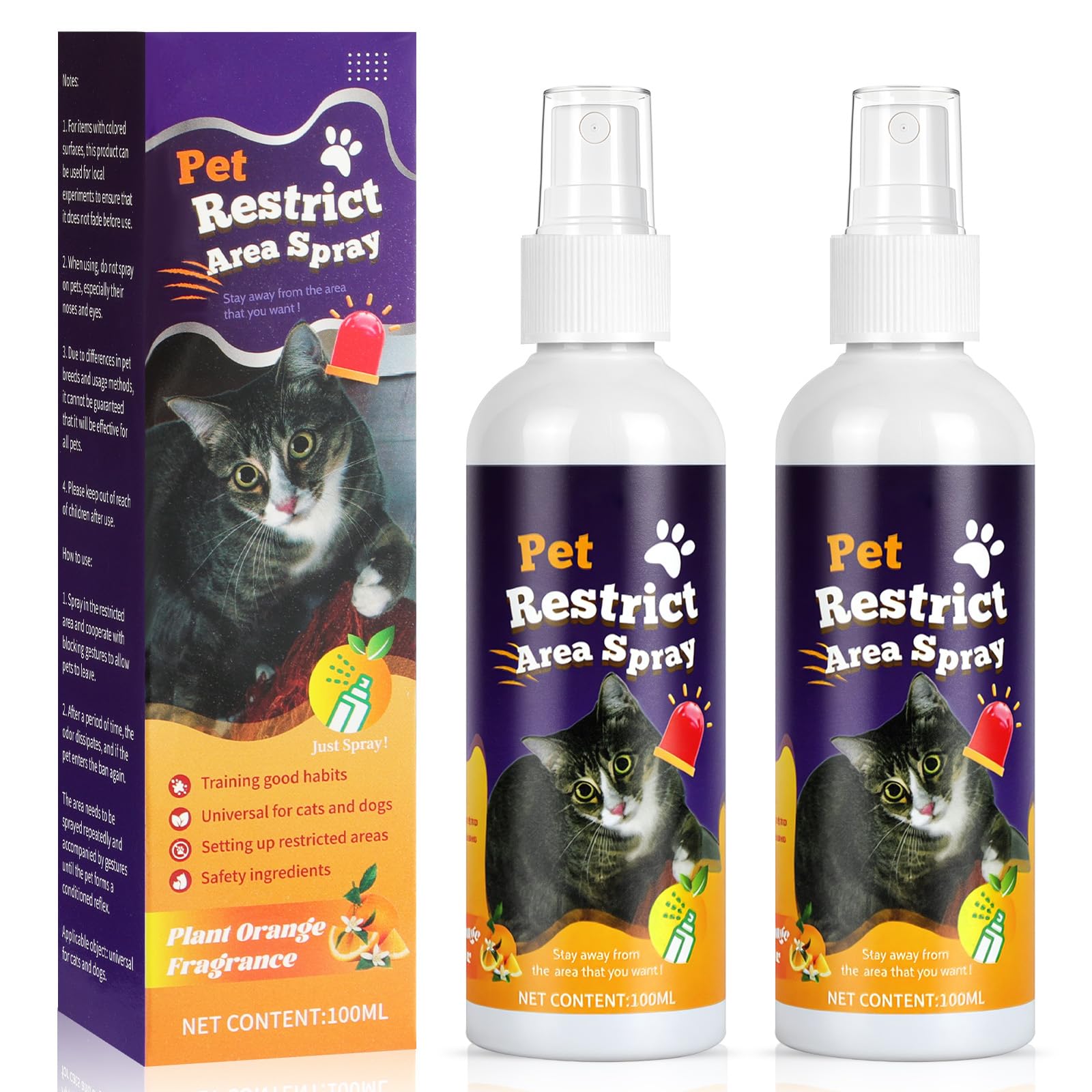 OSDUE Spray Anti Rosicchiamento per Gatti,2PCS 100ml Naturale ed Efficace Spray per Gatti per Interni ed Esterni, Impedisce ai Gattis di Graffiare Mobili,Tappeti,Tende e Piante, Ingredienti Naturali
