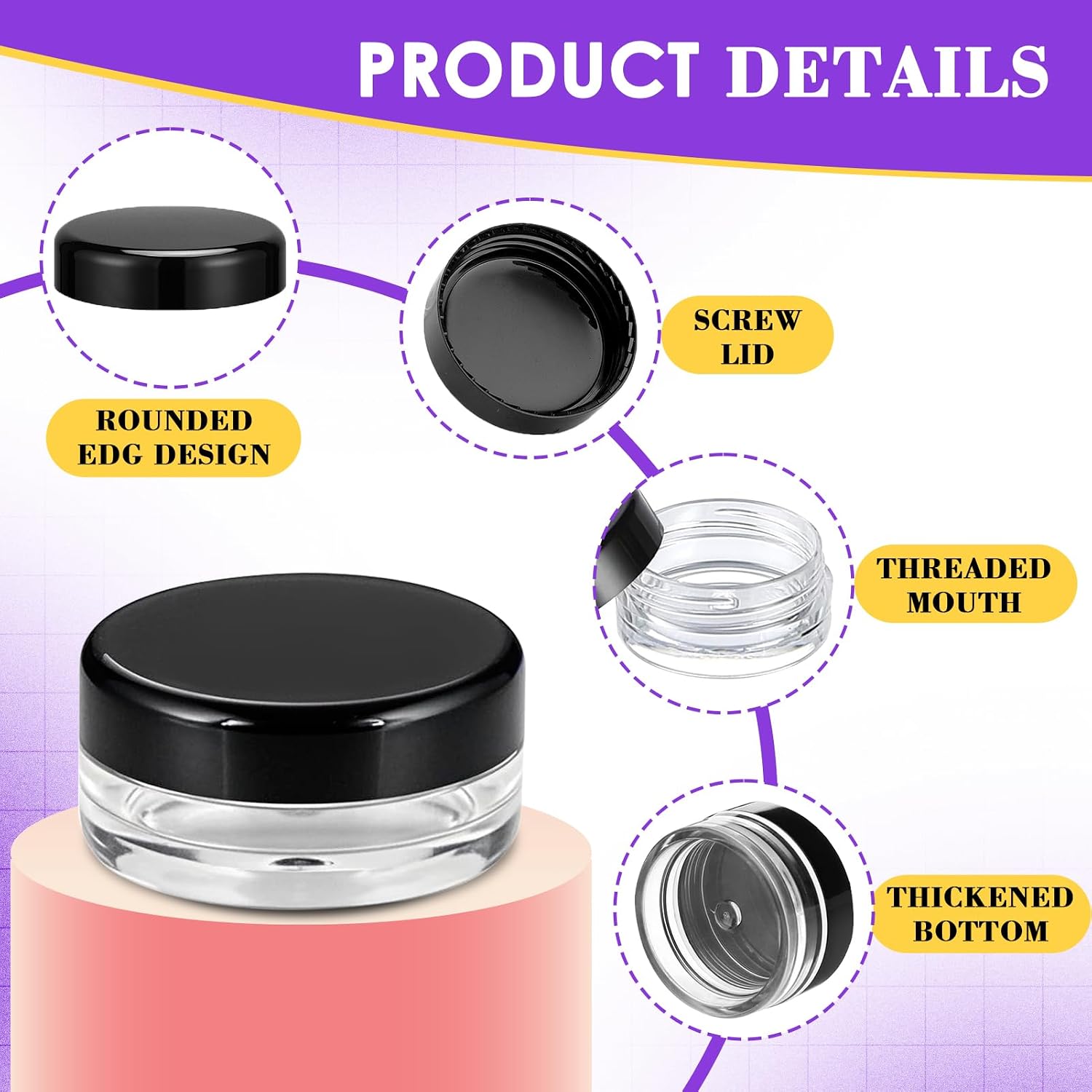 50 pcs 3 Gram Clear Round Sample Containers with Lids for Creams image 3