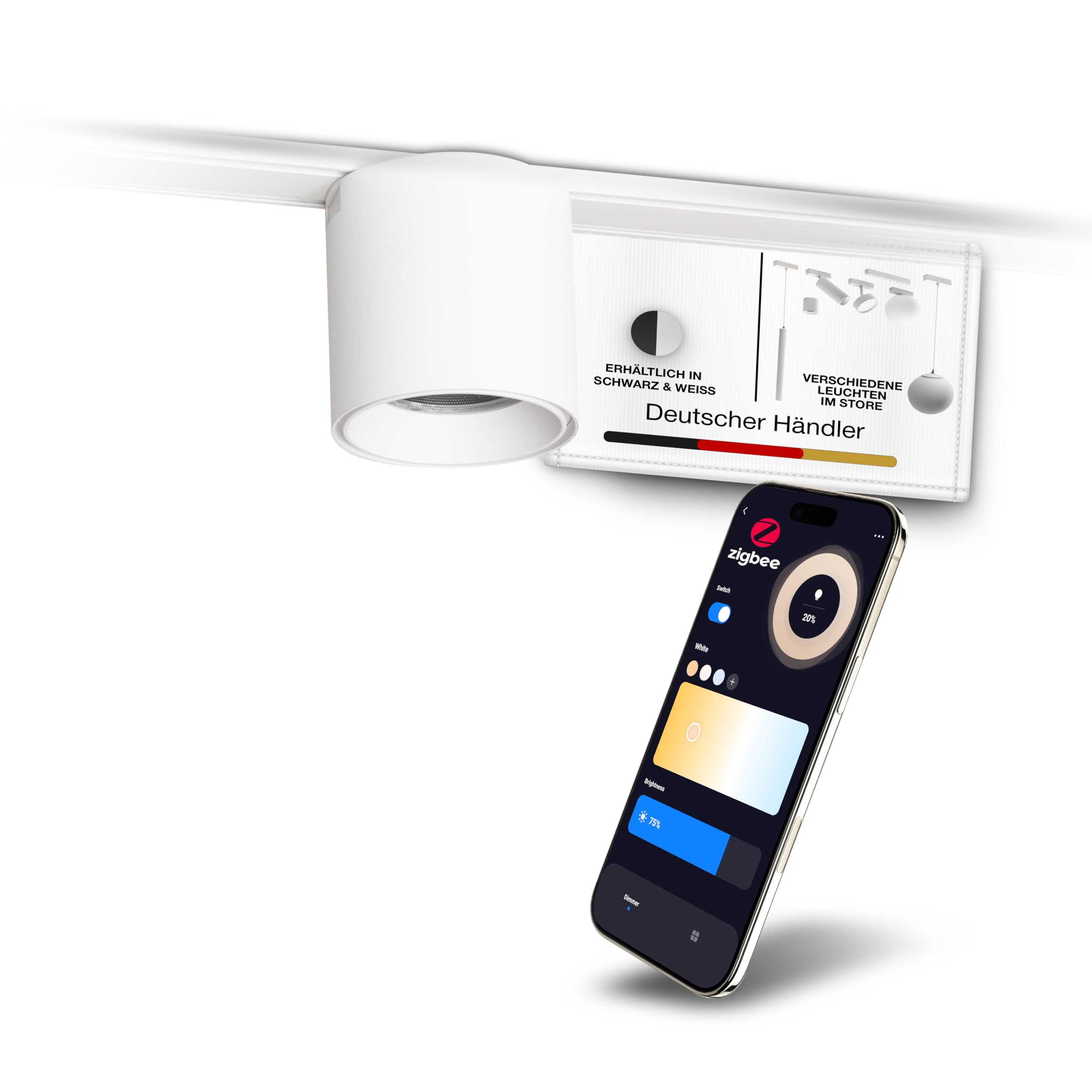 LED Spot für Schienensystem Zigbee dimmbar 6W Deckenstrahler Deckenleuchte Weiß