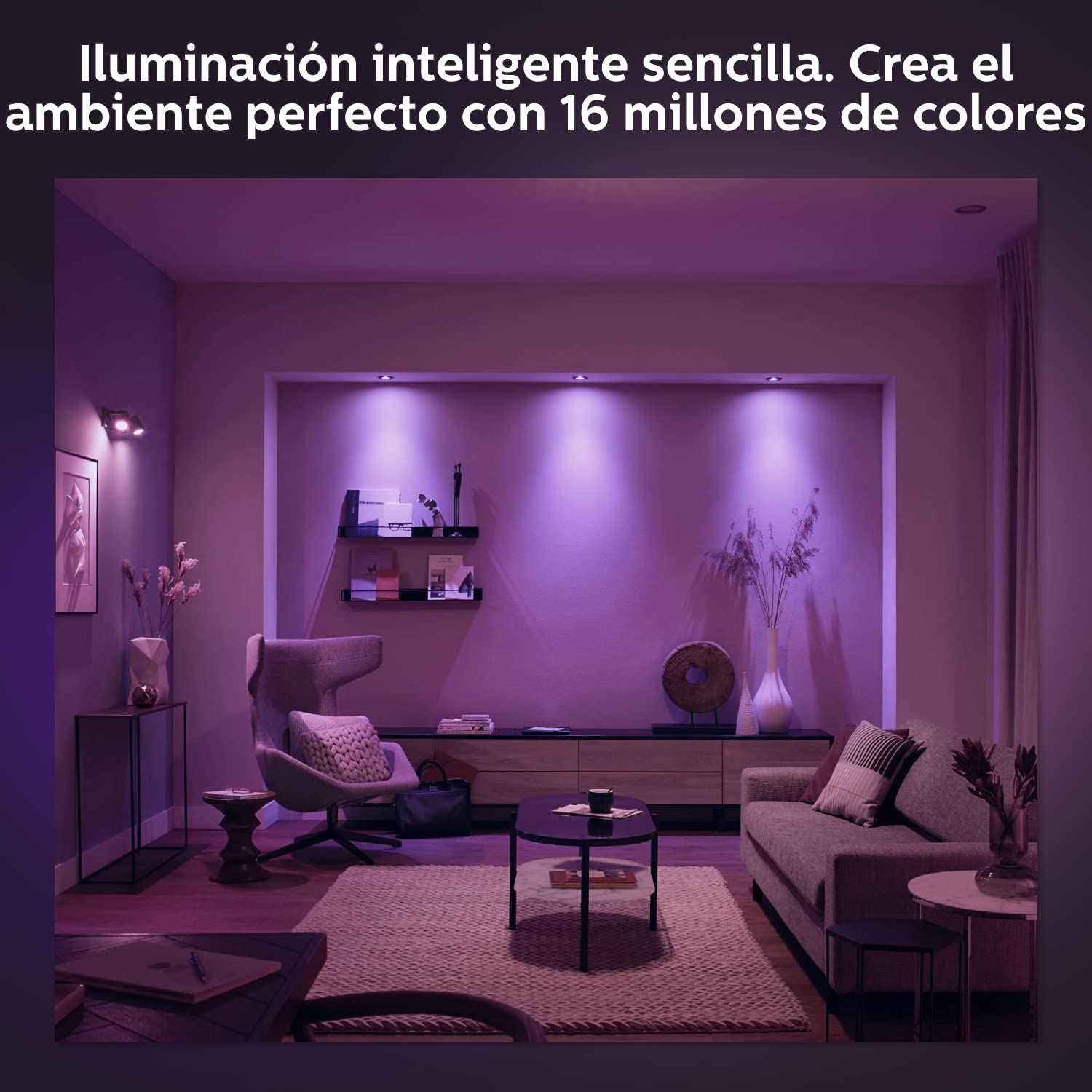 Philips Hue - Foco Inteligente Empotrable Hue Centura 5.7W, 350 lm, Luz Blanca y de Colores, compatible con Alexa y Google Home - Blanco, Pack de 3