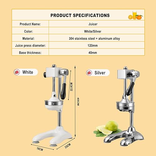 Miniatura 5 de Exprimidor de cítricos de hierro fundido, Máquina de exprimidor de prensa manual, Exprimidor de prensa de mano, Trituradora de acero inoxidable,