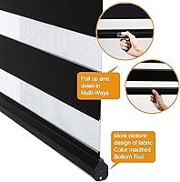 Vista 3 de Persilux - Persianas sin cordones con diseño de cebra para ventanas con función Free-Stop, persianas enrollables con control de luz para día