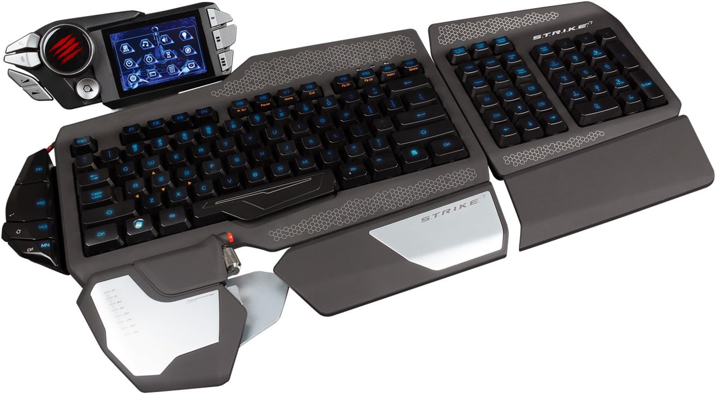 Mad Catz Saitek STRIKE7 Modular RGB Backlit Gaming Keyboard with Customizable Metal Frame, 24 Programmable Macros, and LCD Touchscreen
