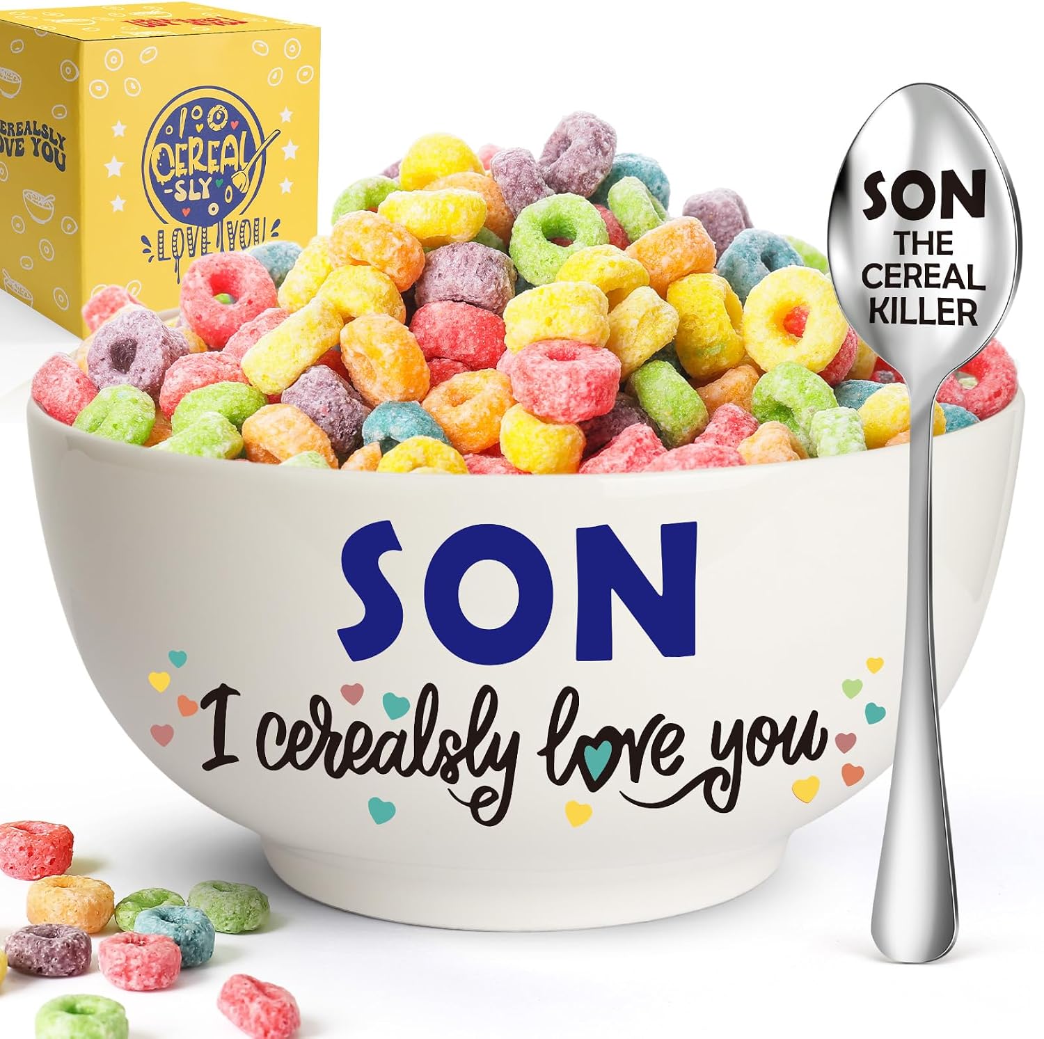 Son Birthday Gifts from Mom Dad - Son Cereal Bowl Set Present