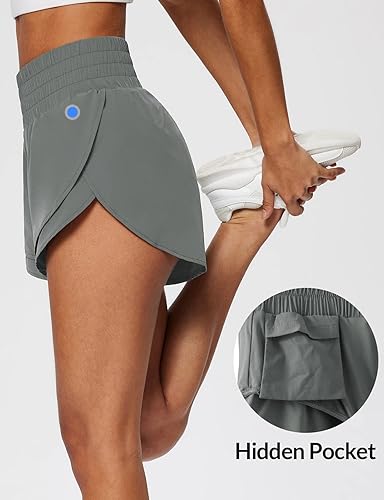 Miniatura 3 de baleaf Pantalones cortos de entrenamiento de 3 pulgadas para mujer, de cintura alta, atléticos, con forro, ligeros, de secado rápido