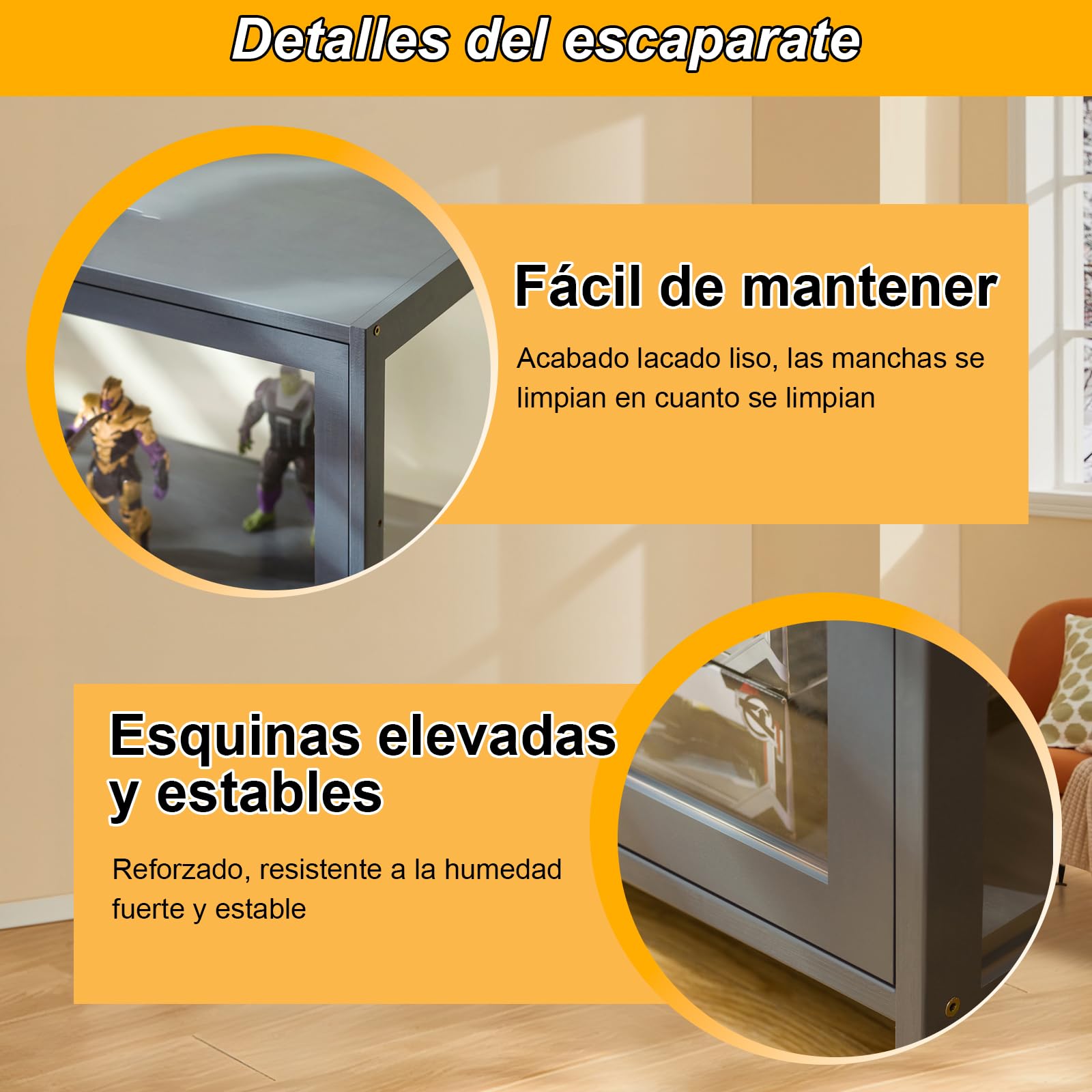 80x33x106cm Vitrina De Coleccionista, 4 Capa Vitrinas De Cristal, Vitrina Expositora para Colecciones Fácil De Limpiar para Figuras Coleccionables, Negro/Transparente por Tres Lados