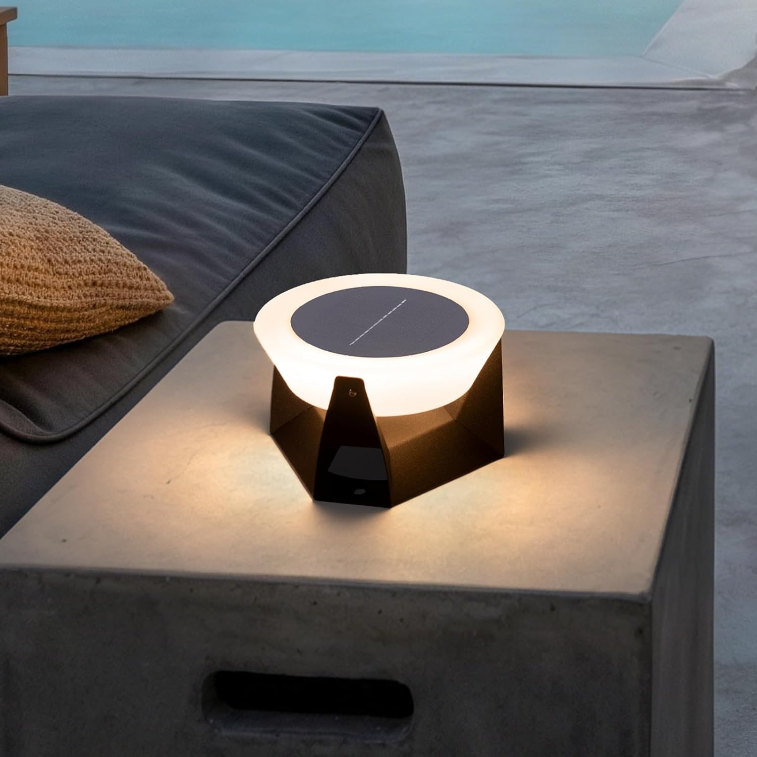 Small Solar Lanterns Outdoor Waterproof, Dimmable Smart Solar Table Lamps, IP54 Outdoor Floor Lamp, Dusk to Dawn Table Lights, 3000K LED Modern Solar Floor Lamp for Outside Deck Yard Patio Posts