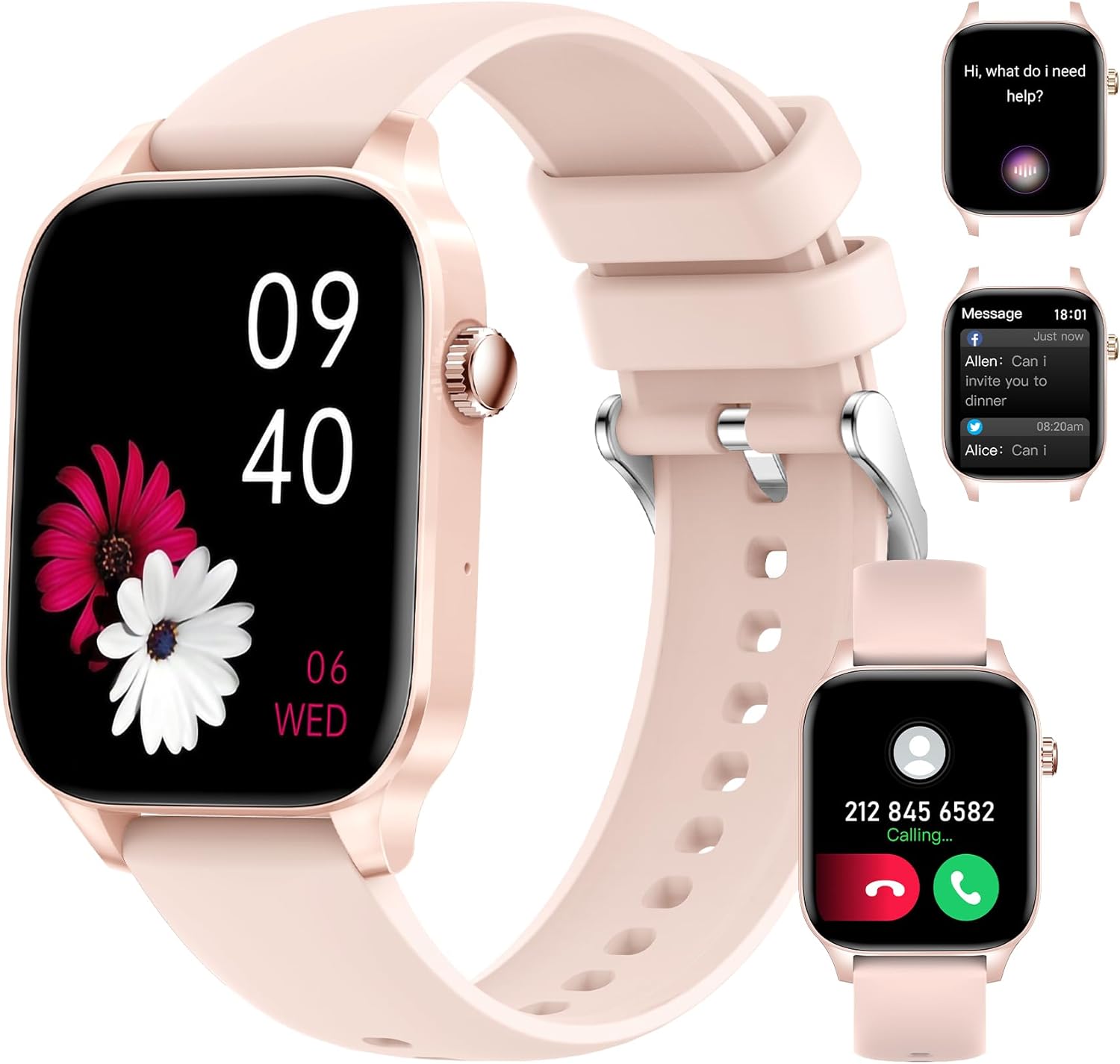 Heart Rate Fitness Tracker Smartwatch Damen Pink Smart Watch