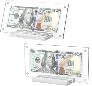 Dollar Bill Frame, 2pcs Dollar Bill Currency Display Holder Money Frame for Collectors Ticket Protector