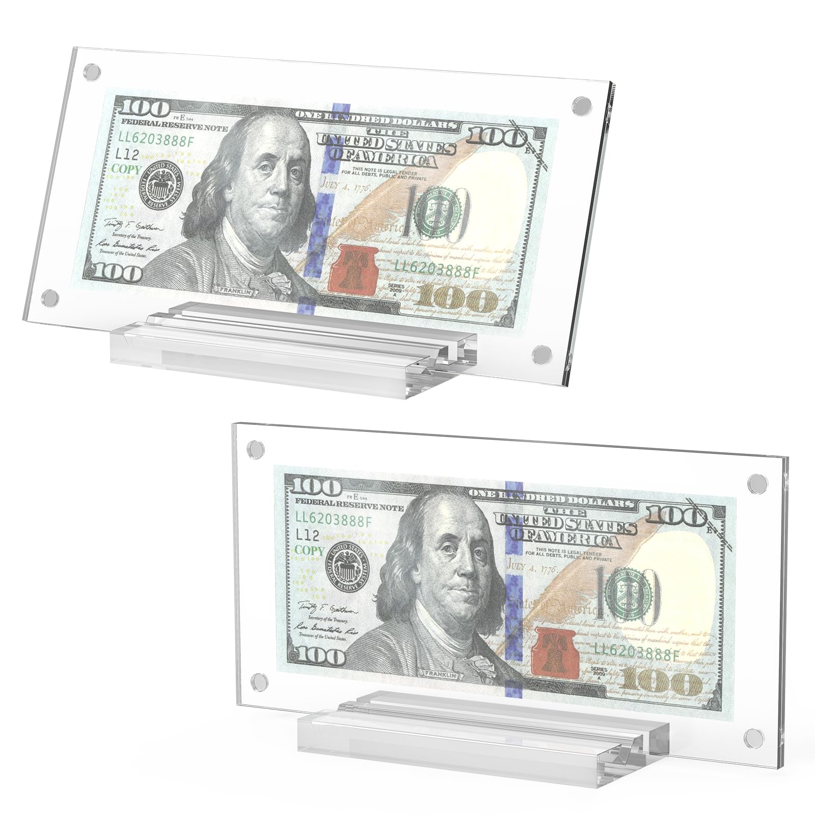 YncotteDollar Bill Frame, 2pcs Dollar Bill Currency Display Holder Money Frame for Collectors Ticket Protector