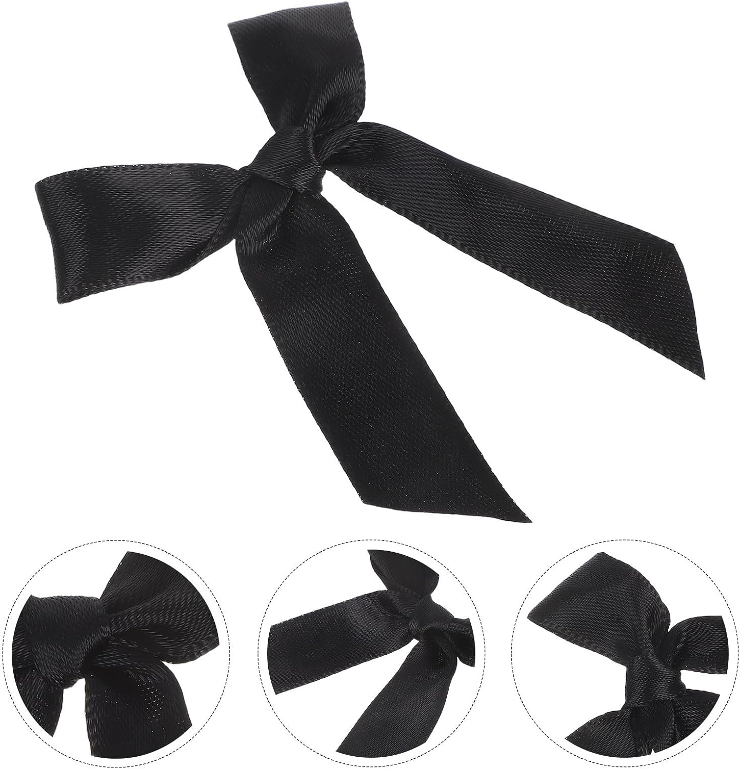 Black Mini Ribbon Bows 100pcs Polyester for Crafts Sewing Xmas