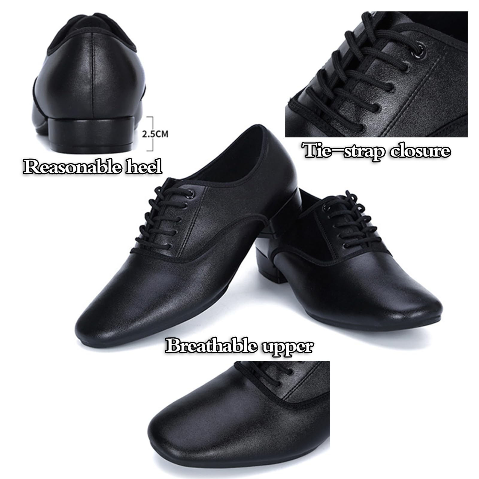 Scarpe Ballo Stringate Uomo Tacco Basso Piede Ammortizzato