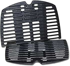 GGC Grelhas 7644 7582 para churrasqueiras a gás Weber Q100 Q1000 Q1200 Q1200 Q1400, grelhas de ferro fundido de 43 x 32 cm para Weber 50060001 51010001 51040001 5106 0001, 2 peças de reposição Baby Q