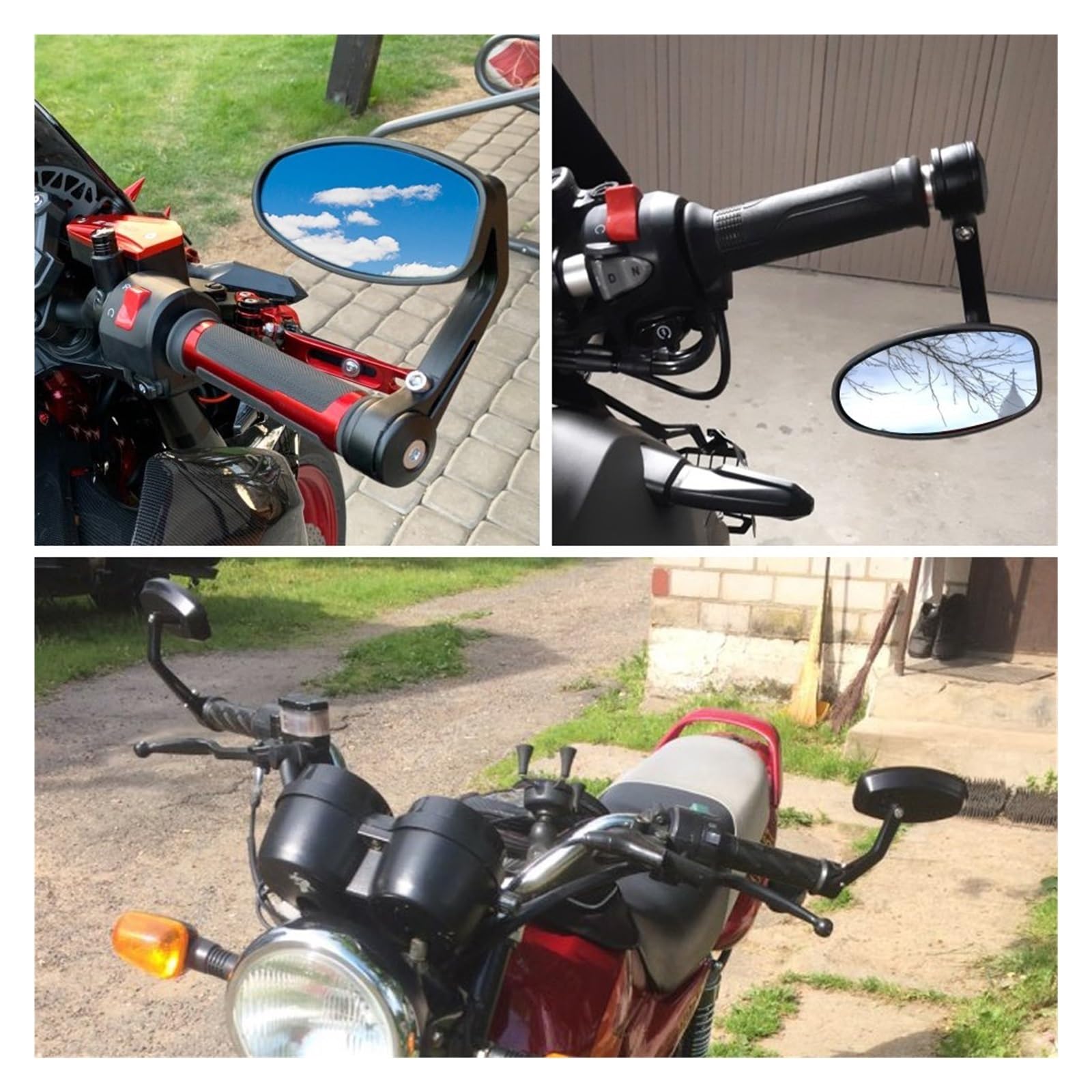 składane lusterka wsteczne Do Z900 Z650 Z800 Do 250 300R 300 Z250 Z300 250R Lusterko motocyklowe Białe szkło Uchwyt na kierownicę Lusterko wsteczne boczne(Black)