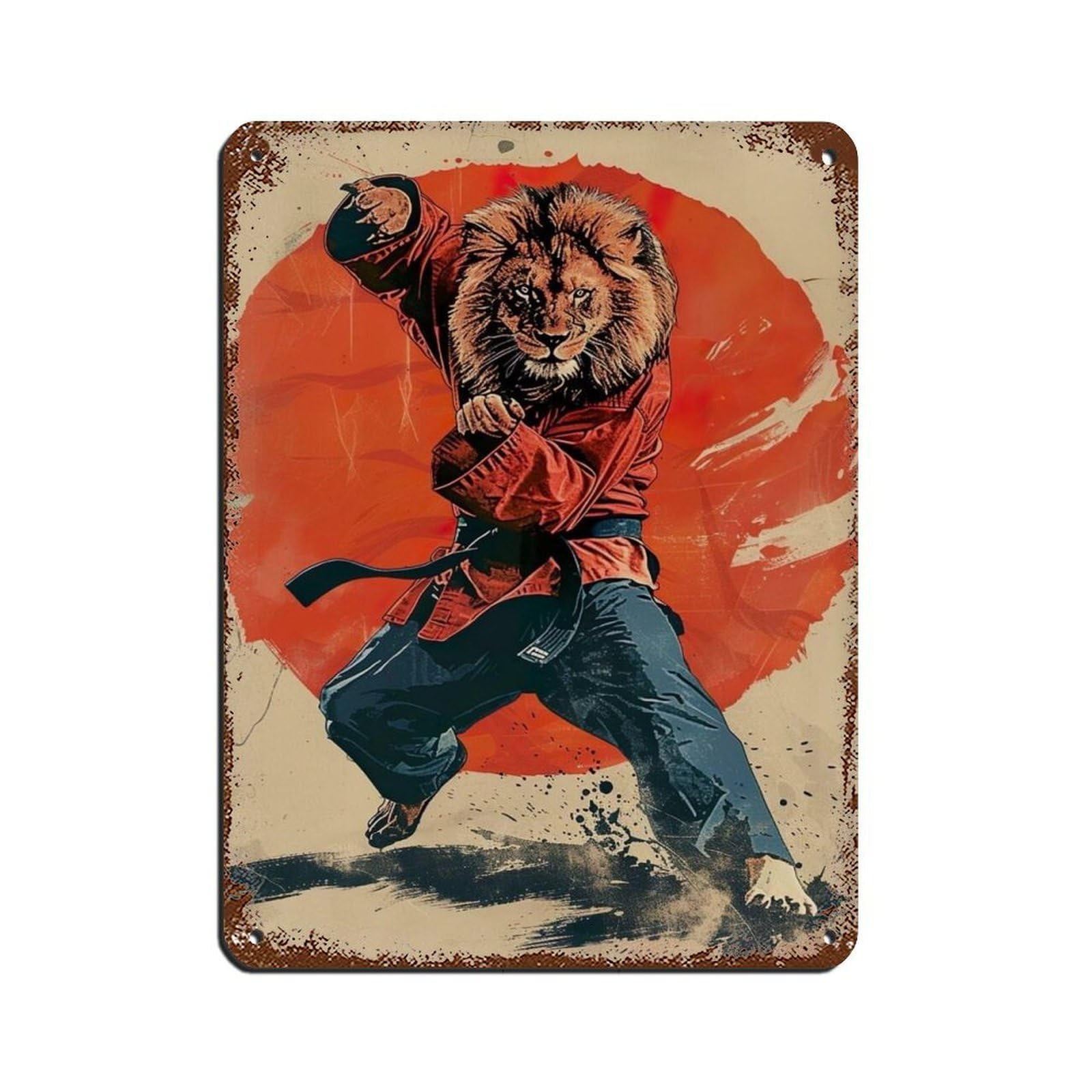 Plaque en métal vintage lion Ninja pour habiller un mur vide avec style