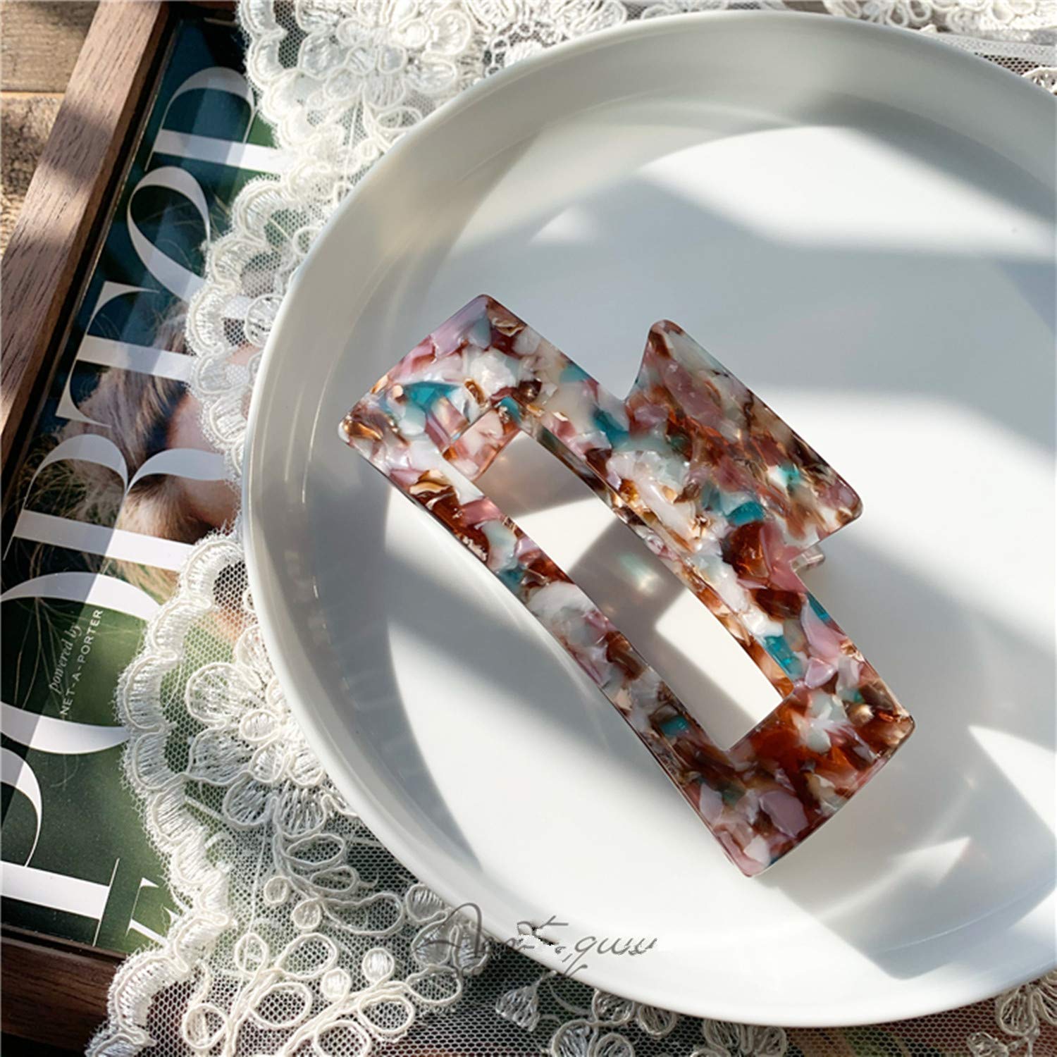 Large Tortoise Shell Claw Clip 4.1 Inch Cellulose Acetate Hair Claw, 2 Pack Banana Clips Hair Claw Clips for Thick Curly Hair, Hair Jaw Clamp Fashion Hair Accessories for Women Ladies - Image 8