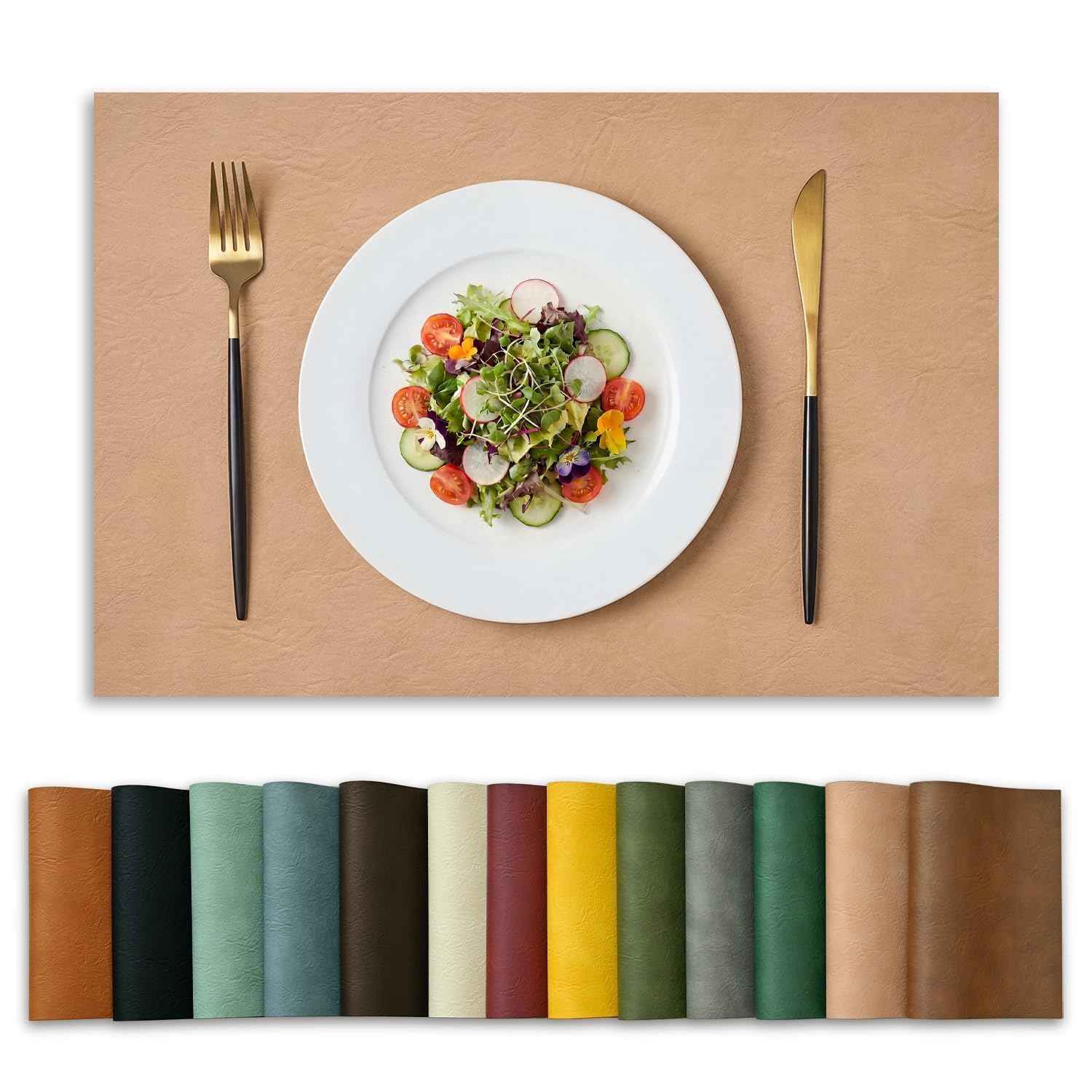 Artoid Mode Pink Faux Leather Spring Placemats 30x45 cm Set of 6