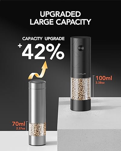 Miniatura 3 de FORLIM Juego de molinillo eléctrico de sal y pimienta, recargable por USB, molinillo automático de sal y pimienta con cubierta para el polvo,