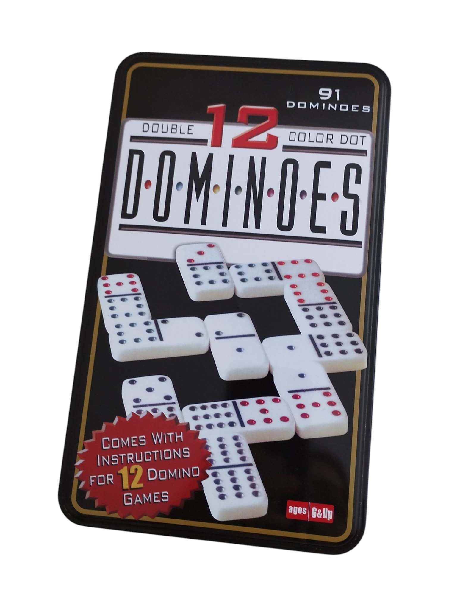 Jeu de dominos double 12 dans une boîte en métal 91 pièces Train mexicain
