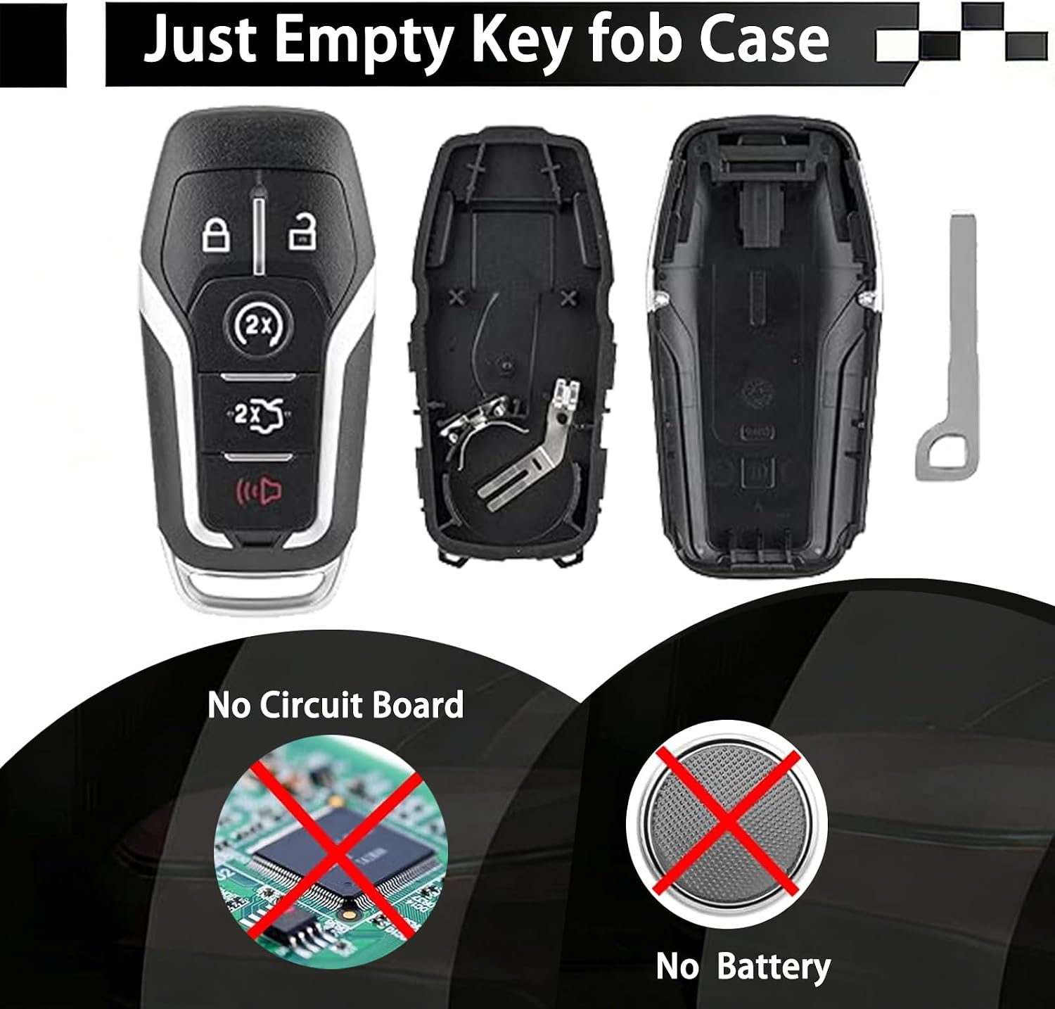 Key Fob Case Replacement for Ford Explorer 2016-2017 Edge Mustang Fusion Titanium Lincoln MKZ MKC 2014-2016 MKX 2016-2019 Smart Car Key Fob Shell