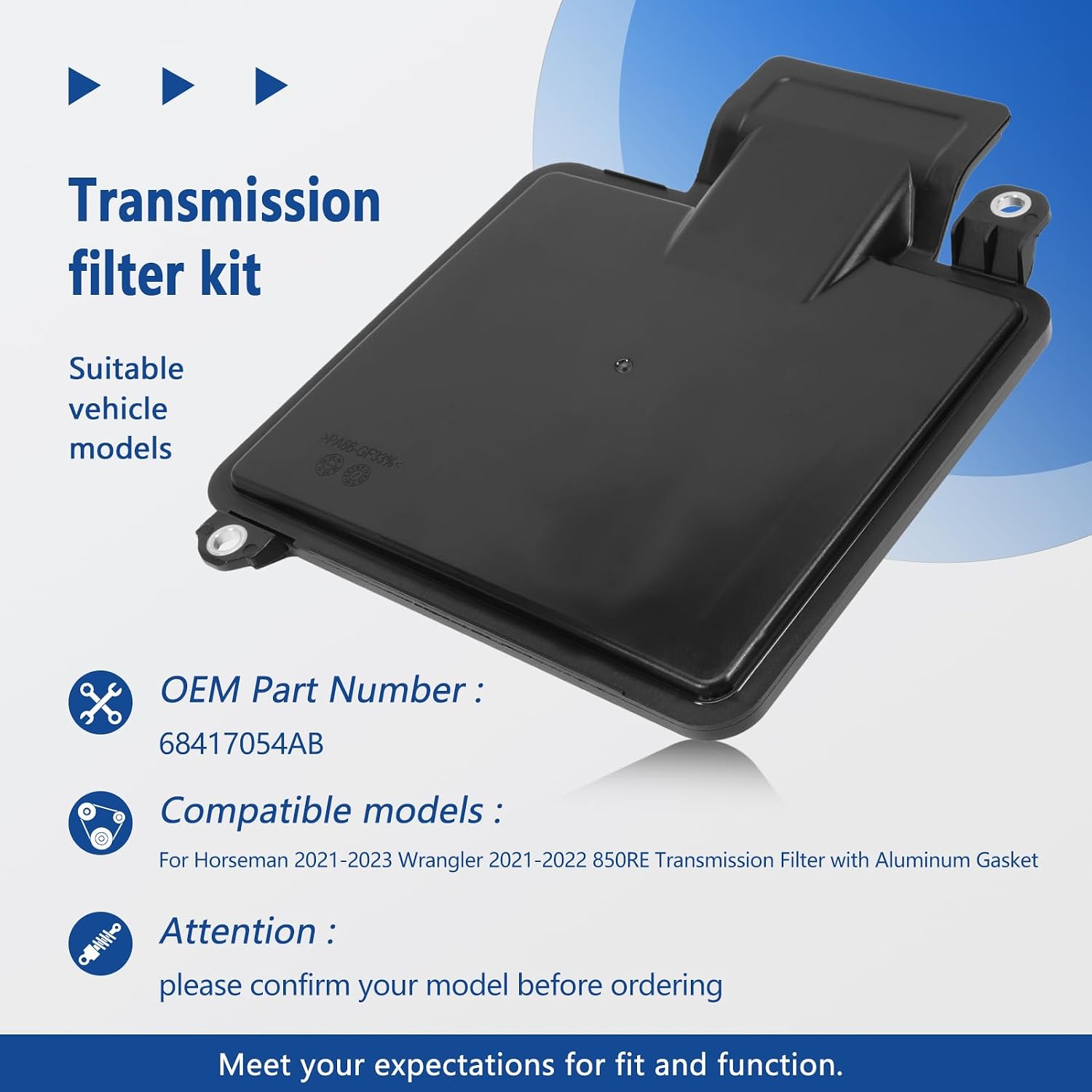 850RE Transmission Filter with Aluminium Gasket for Gladiator 2021-2023 & Wrangler 2021-2022 - Premium Metal Gasket, Replaces OE 68417054AB, Superior Quality & Durability