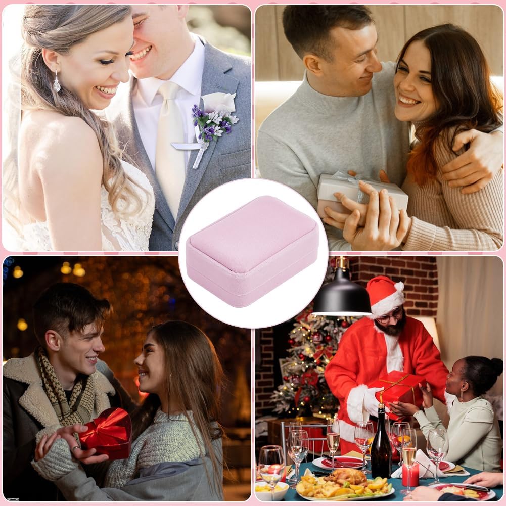 Beebeecraft 2Pcs Velvet Jewelry Box Lilac Color Rectangle Flocking Necklace Pendant Case for Bracelet Chains Storage Wedding Engagement Birthday Valentine