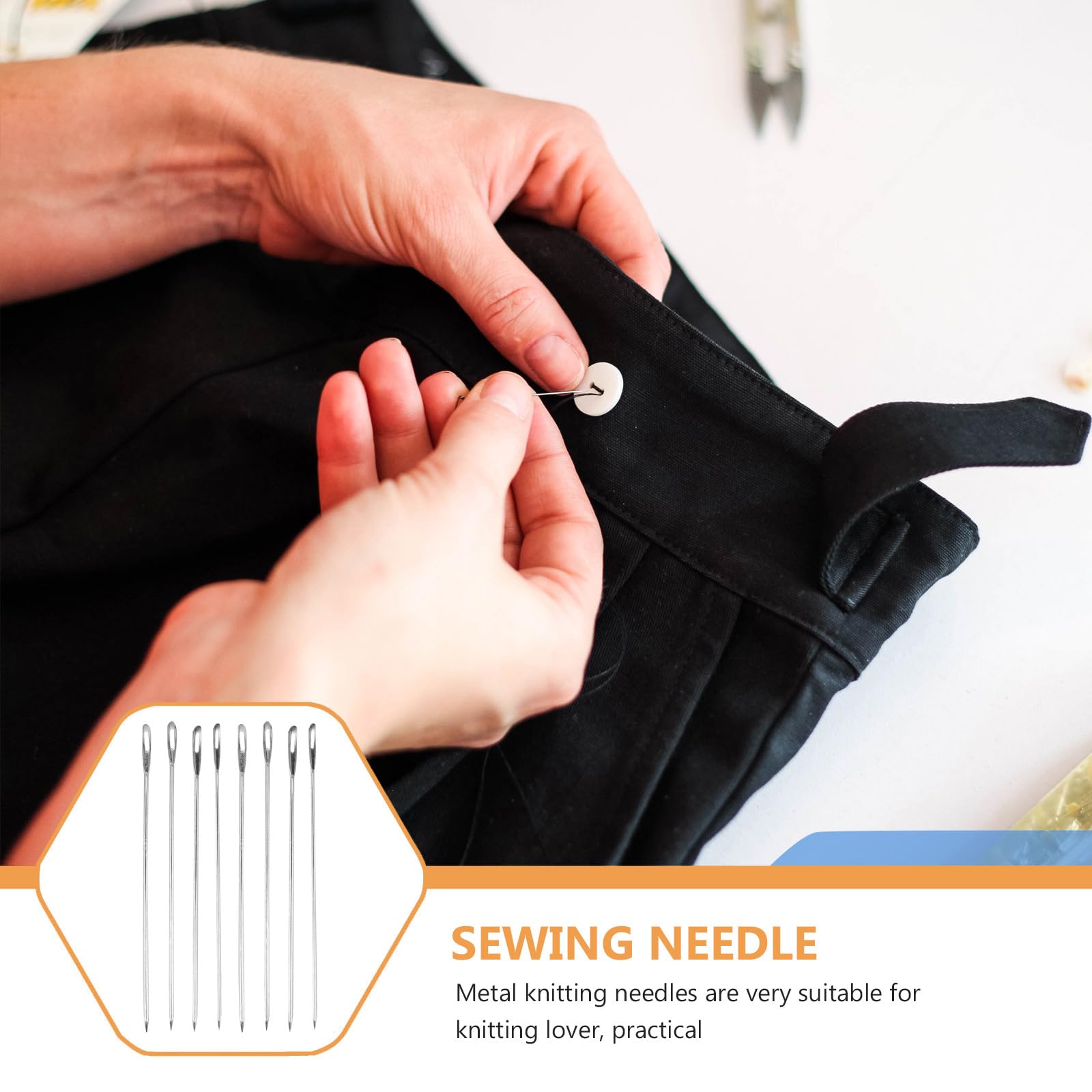 HEALSOPTHY 100 Agujas de Coser de Ojo Grande de Hierro para Zurcir y Tejer, Prácticas y Ligeras, Ideales para Vestidos y Calcetines en Manualidades y Costura