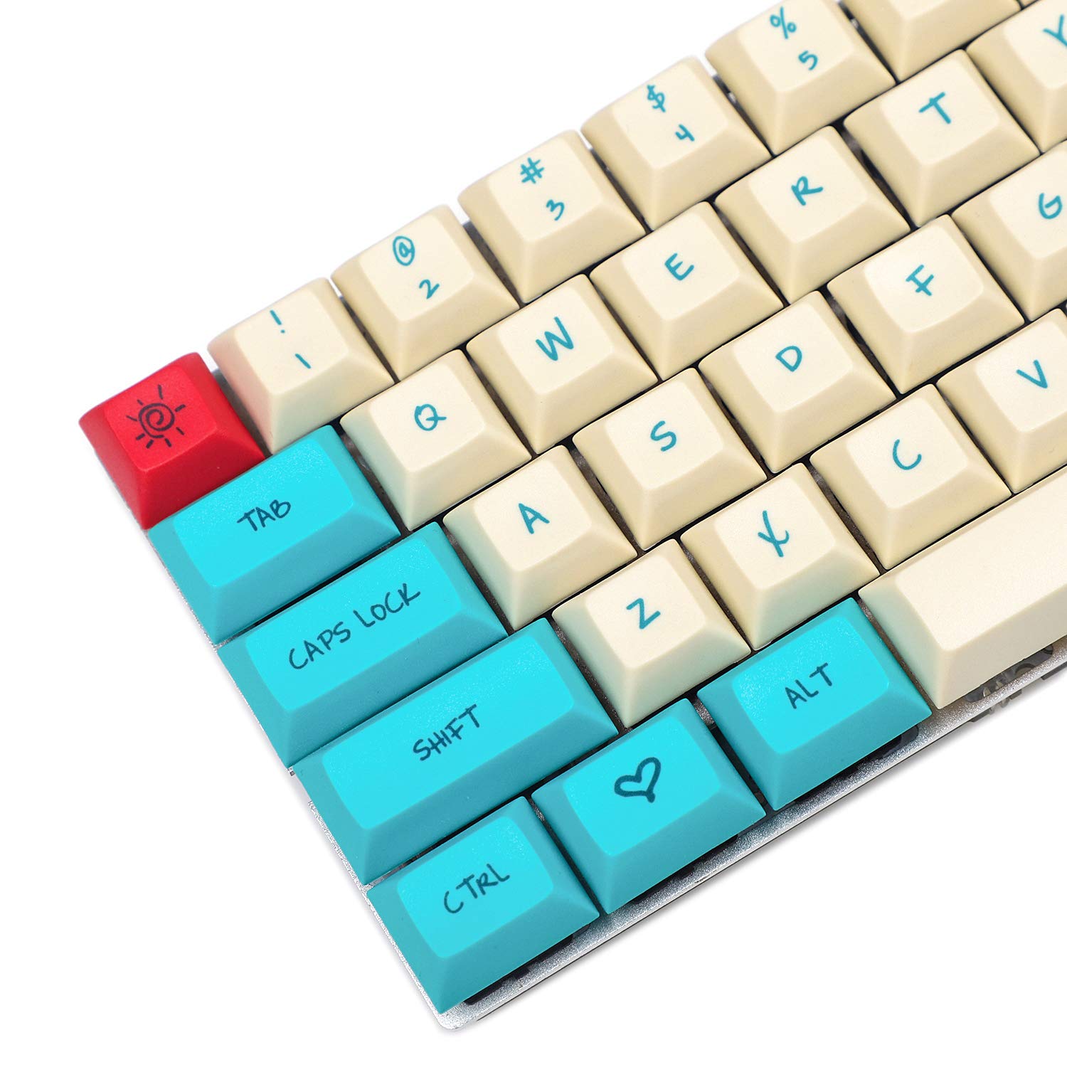 YMDK Cute DSA Keycaps PBT Dye Sub Hawaii Key caps for MX Mechanical Keyboard GK61 64 68 Tada68
