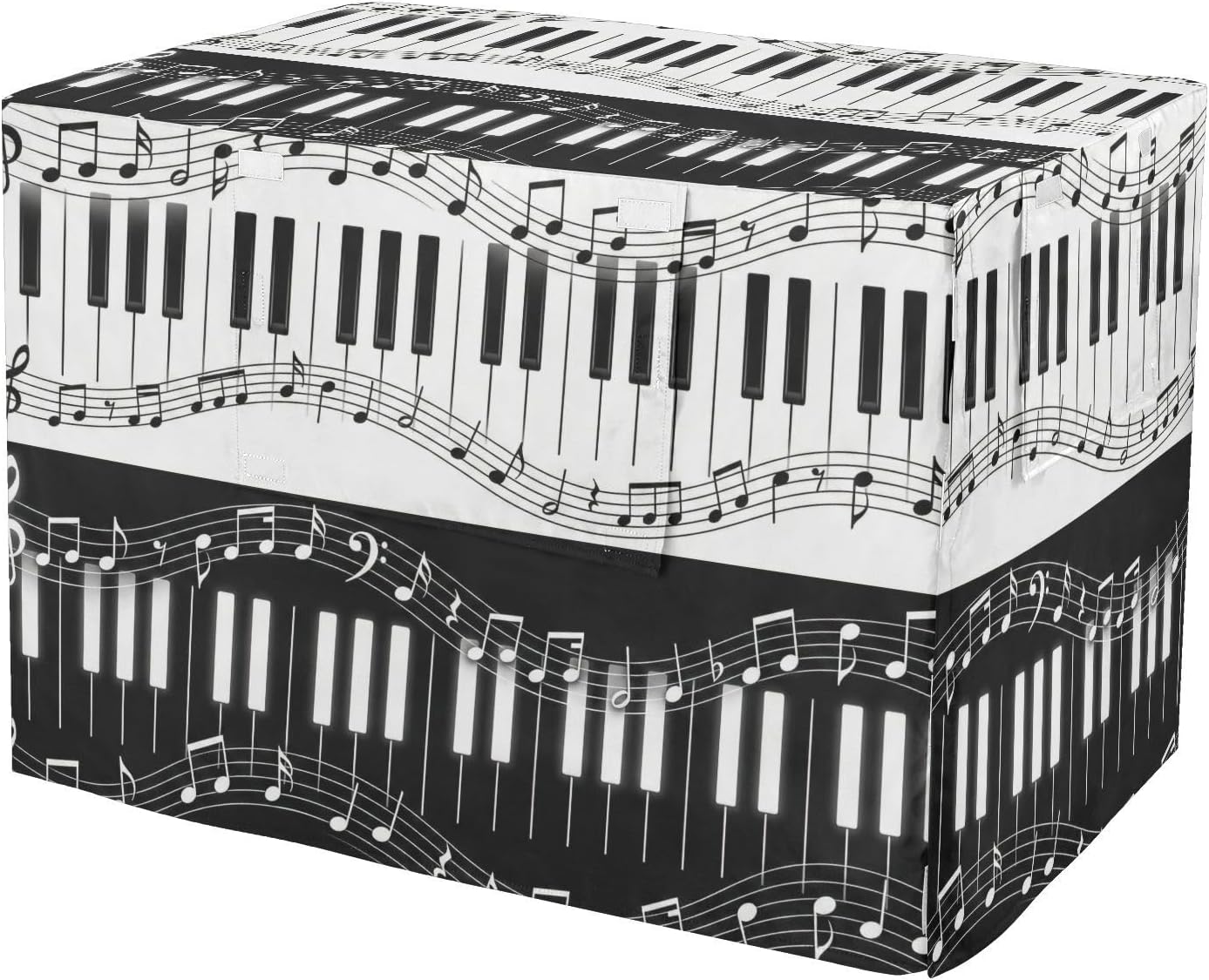 Duty 600D Silver Coated Dog Crate Cover, Water-Resistant Piano Keys Pet Kennel Canopy with Mesh Windows for Optimal Ventilation, Universal Fit for Standard Wire Cage, Indoor & Travel